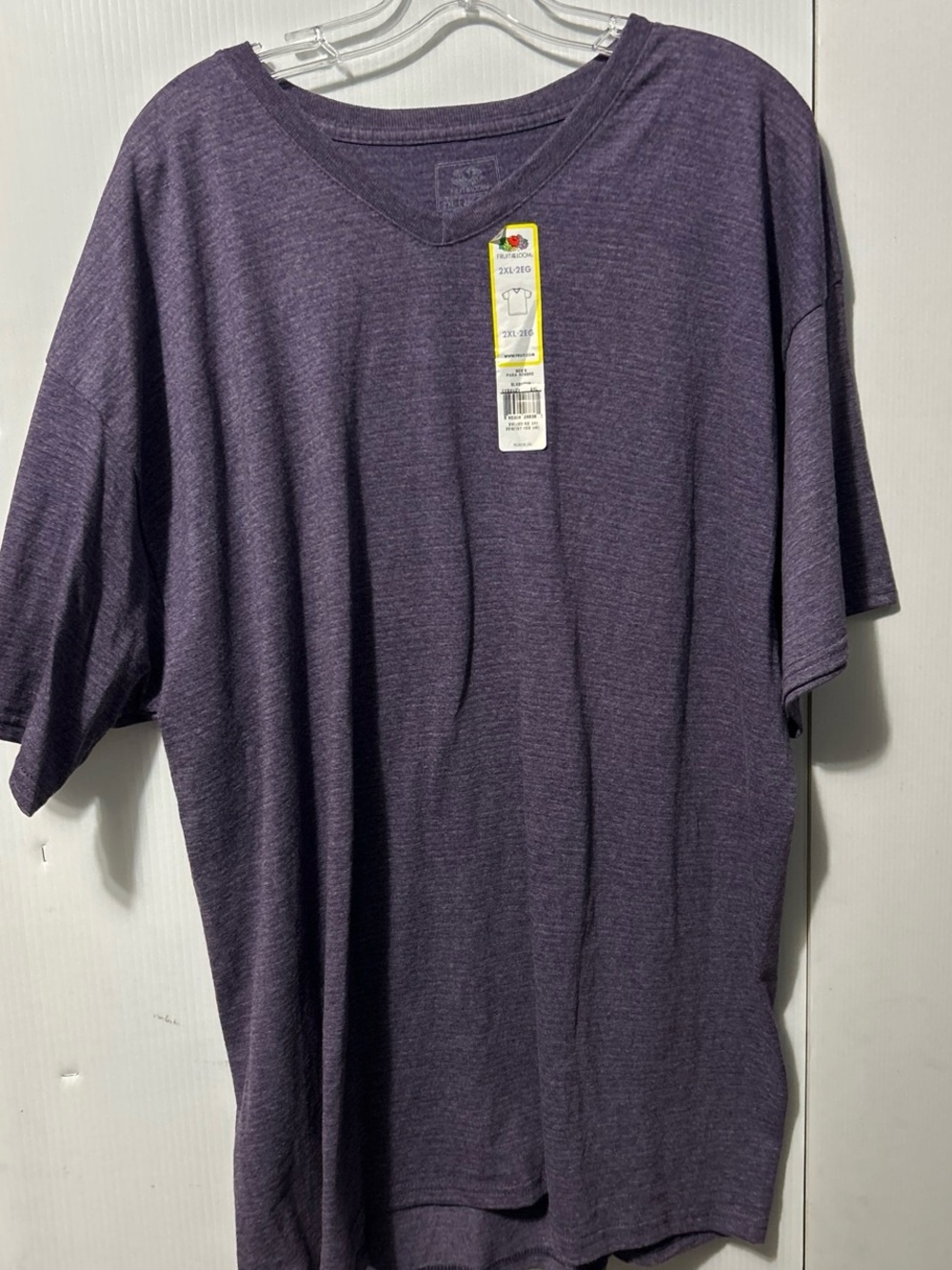 Fruit of the Loom Men's V-Neck Short Sleeve Shirt - Heather Purple